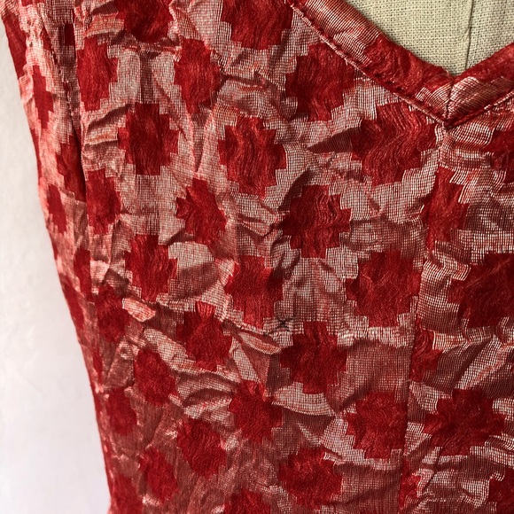 Piazza Sempione Red Crinkle Silk Burnout Dress - Picture 8 of 10